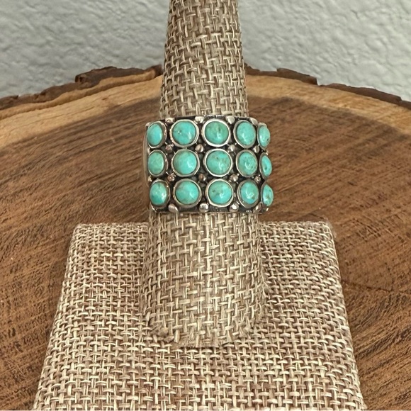 Barse Multi Stone Turquoise and Sterling Silver Ring Size 8.5 - 9 (wide band) - Picture 1 of 8